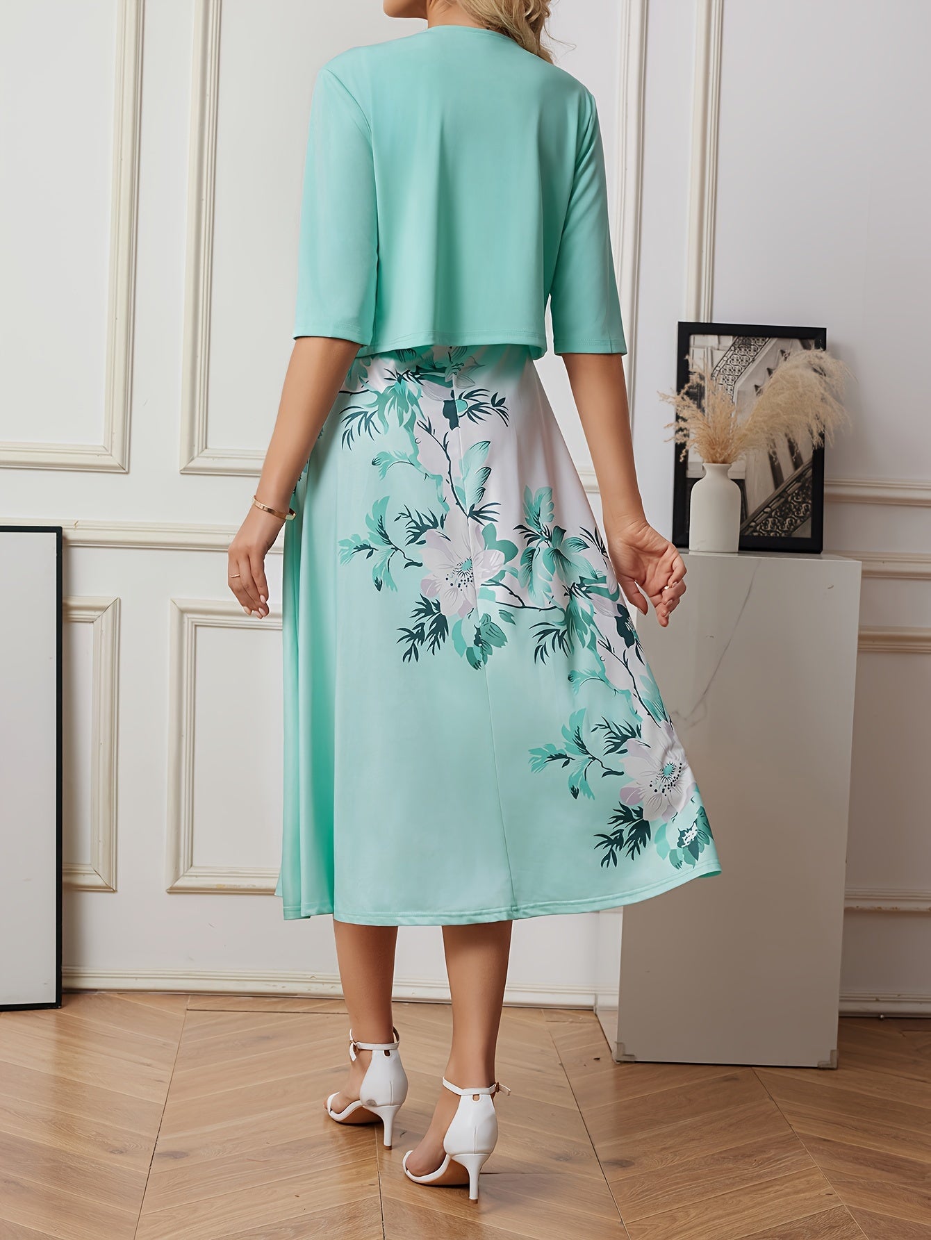 Ligeia Elegant Floral Print Dress