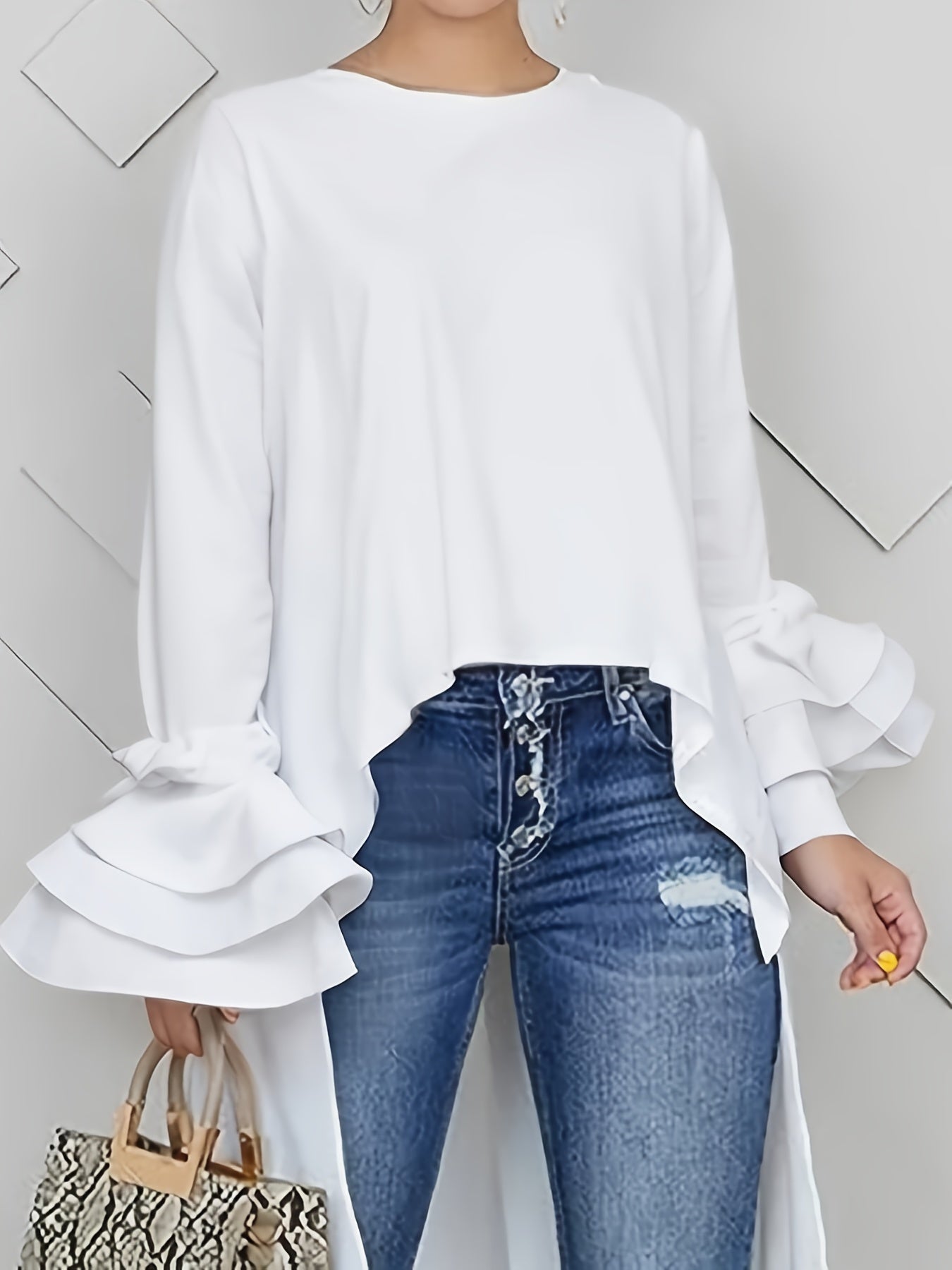 Despina White Long Sleeve Top