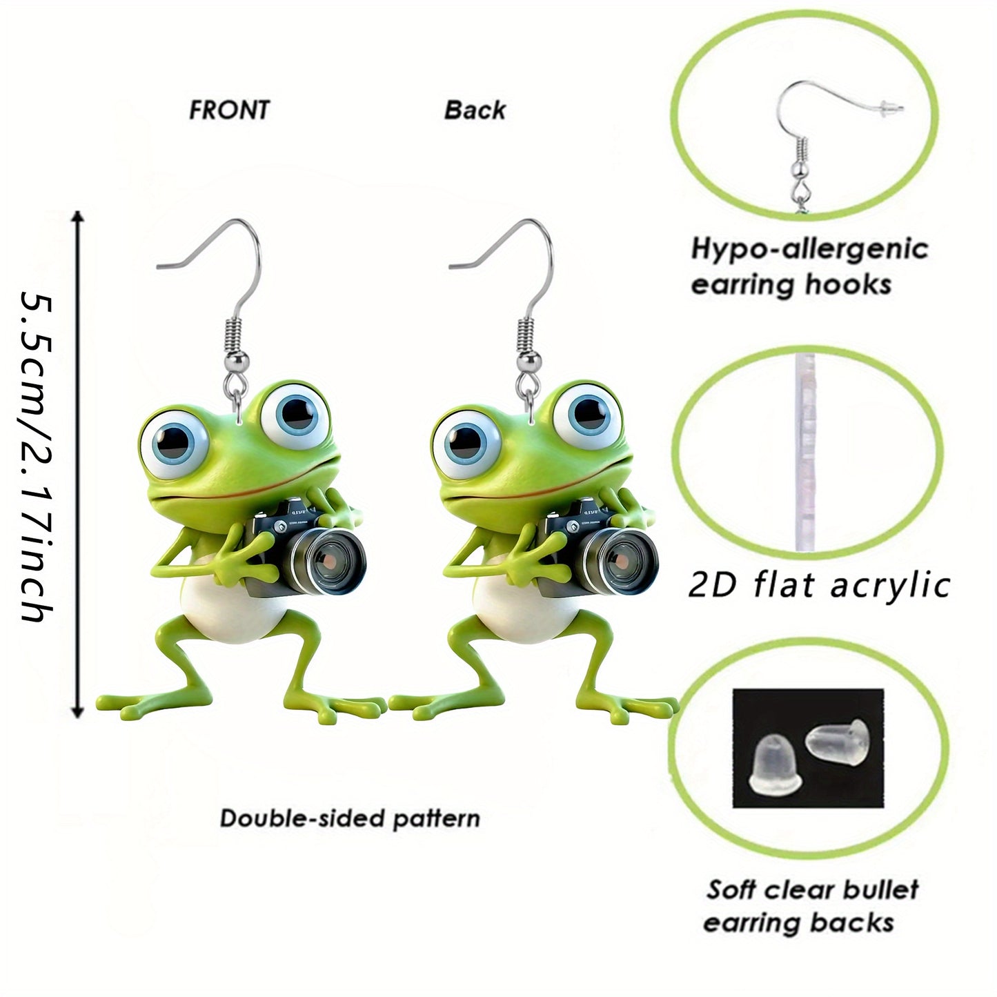 Frog Camera Earrings