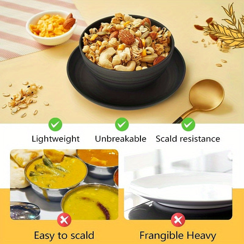 16/ 32pcs Black Kitchen Plastic Wheat Straw Dinnerware Set,