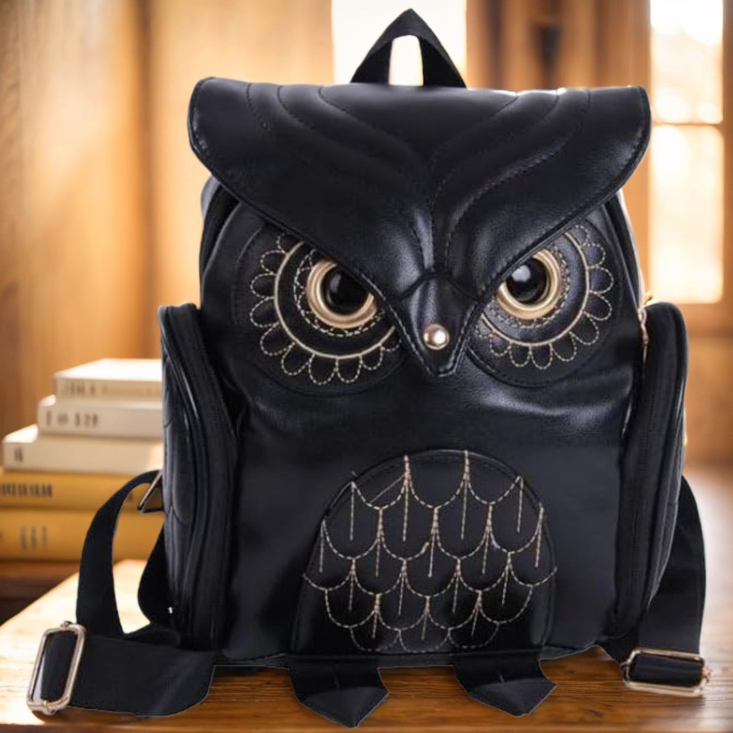 Black Owl-Shaped Backpack