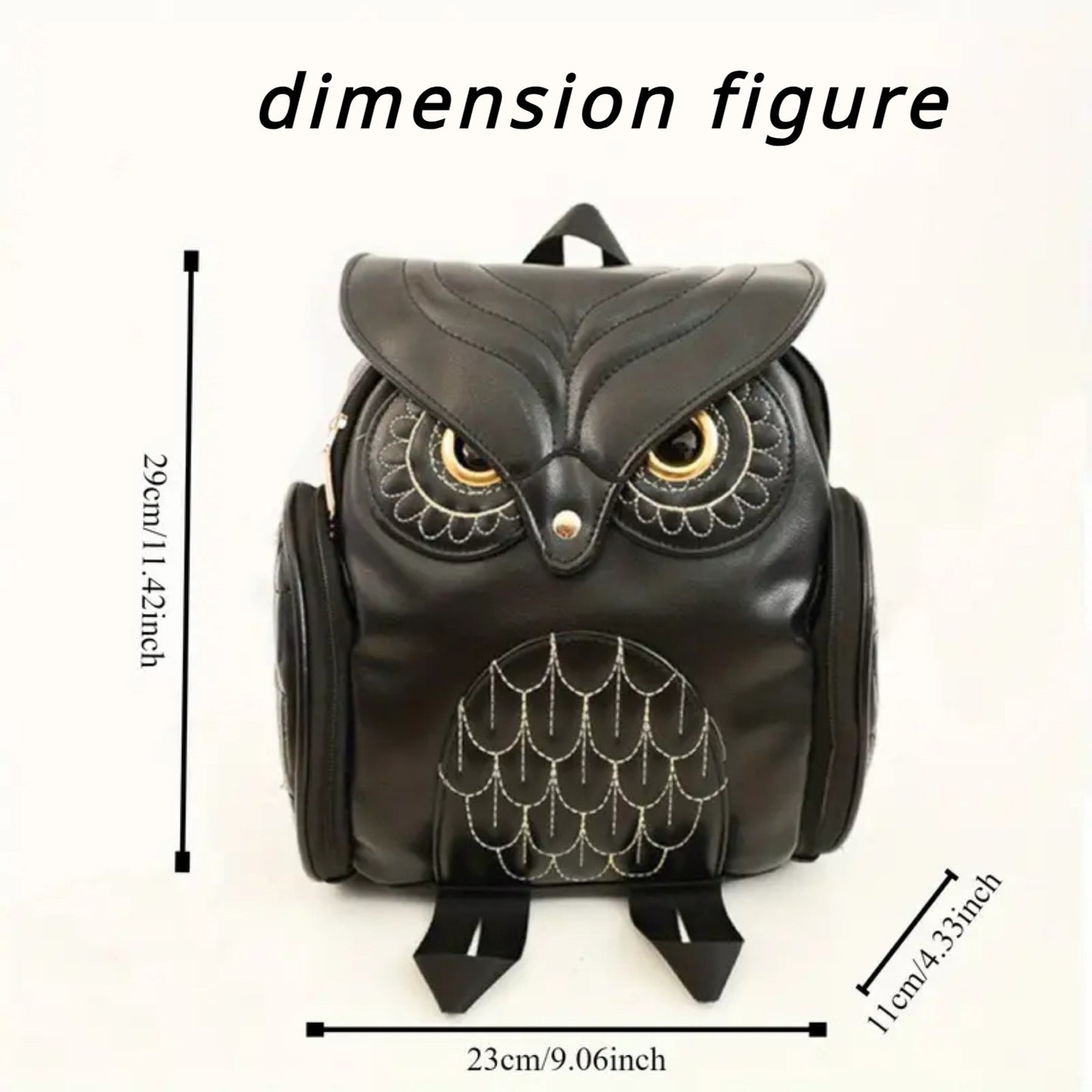 Black Owl-Shaped Backpack