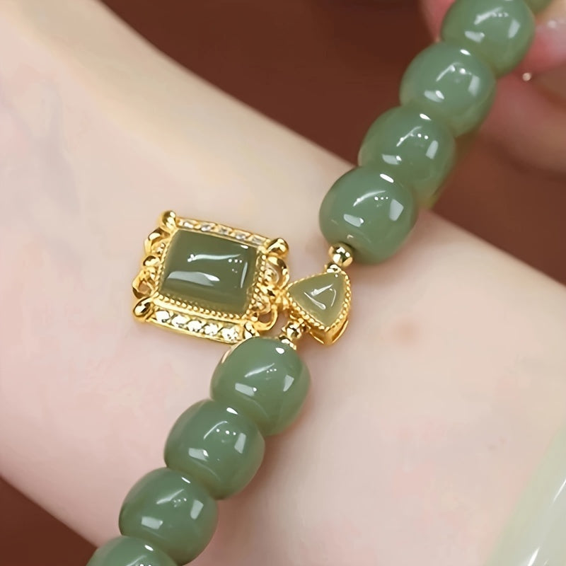 Hazel Green Jade Beaded Bracelet