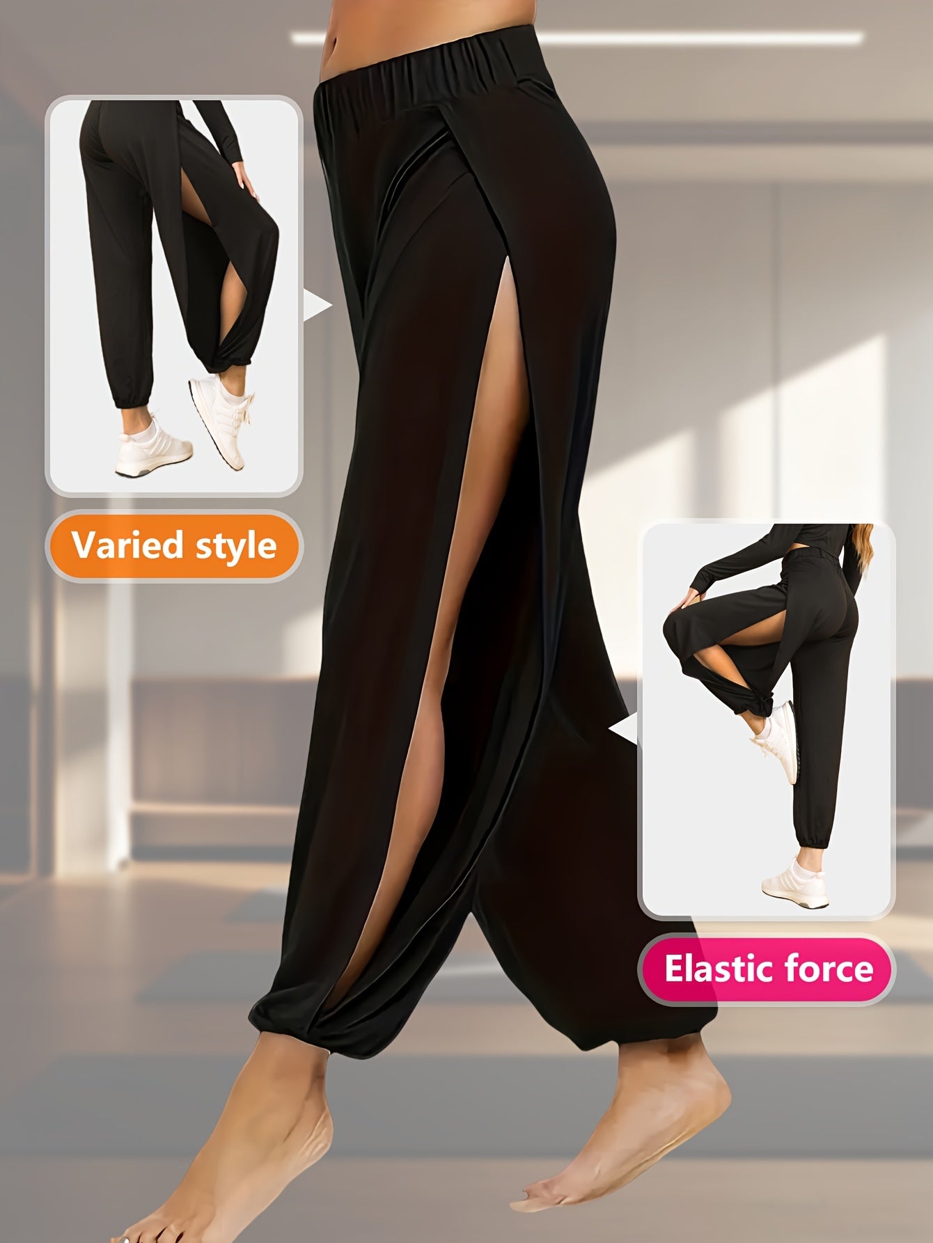 Yoga Leggings with Thigh-High Split