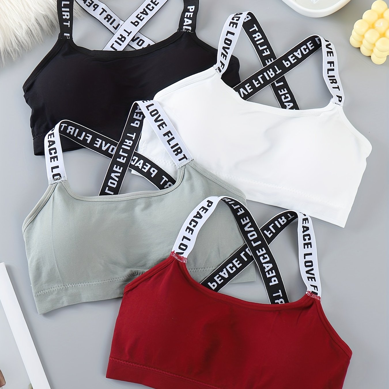 Chichy2 Set of 4 Lettered Sports Bras