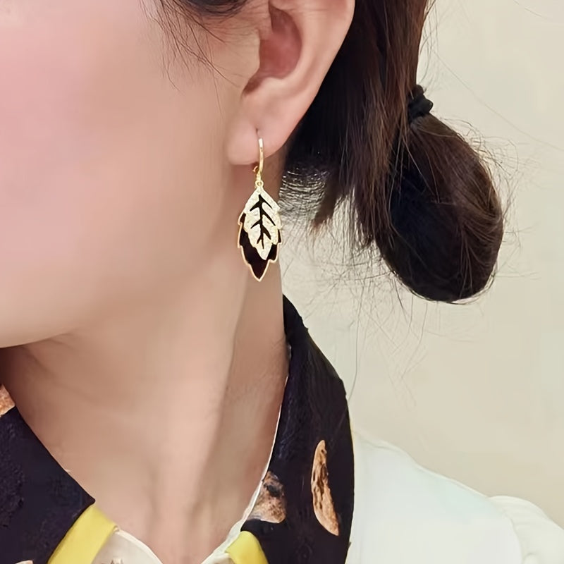 Hannah Black Leaf Earrings