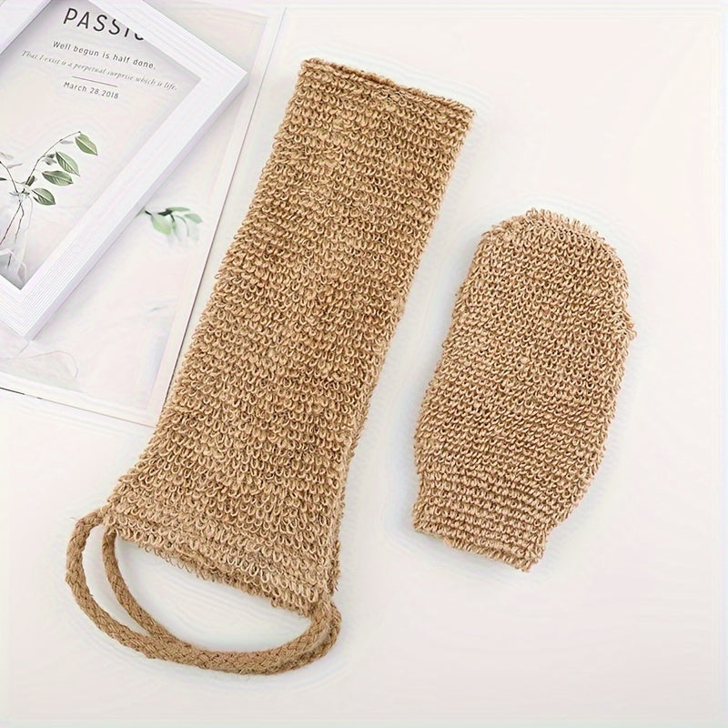 Natural Sisal Exfoliating Back Scrubber and Bath Glove Set