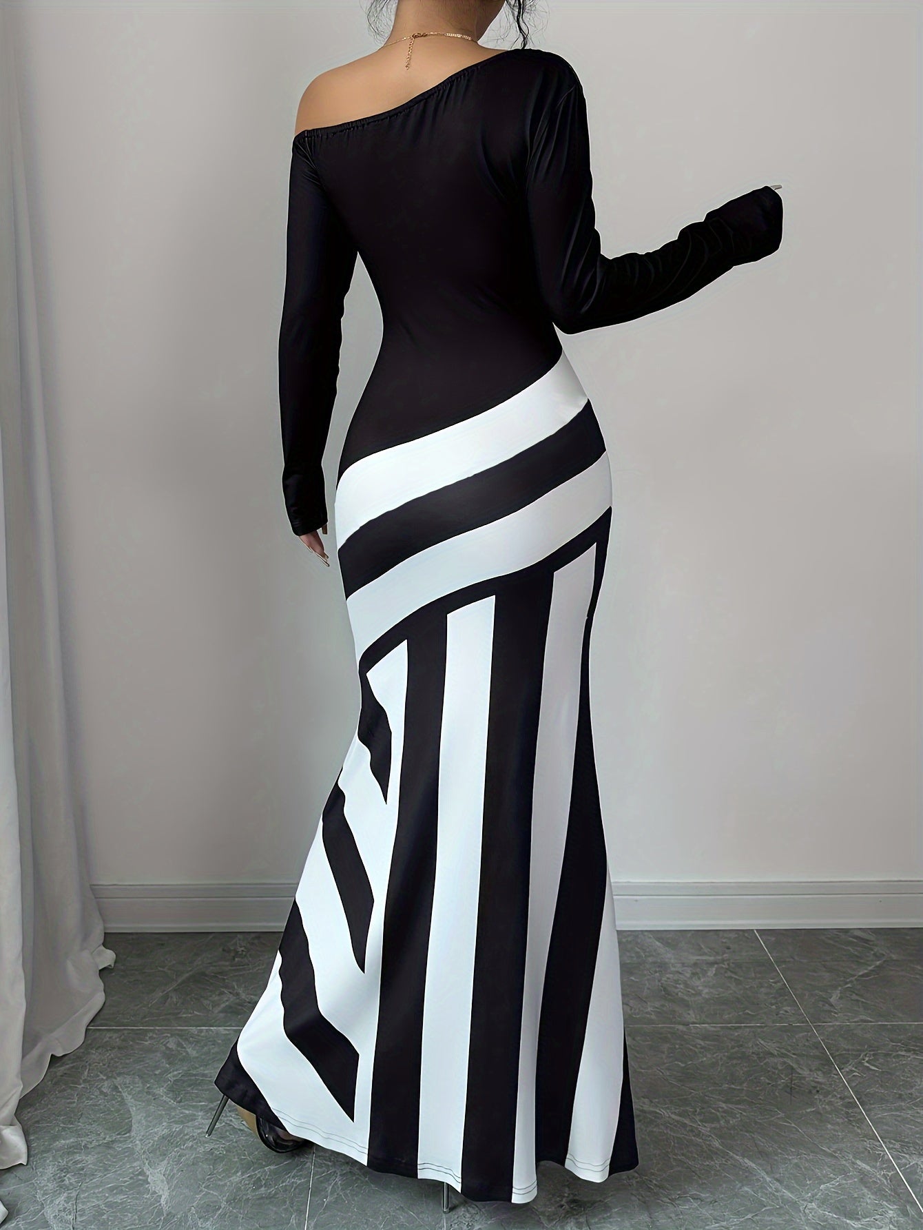 Gaia Off-Shoulder Striped Maxi Dress