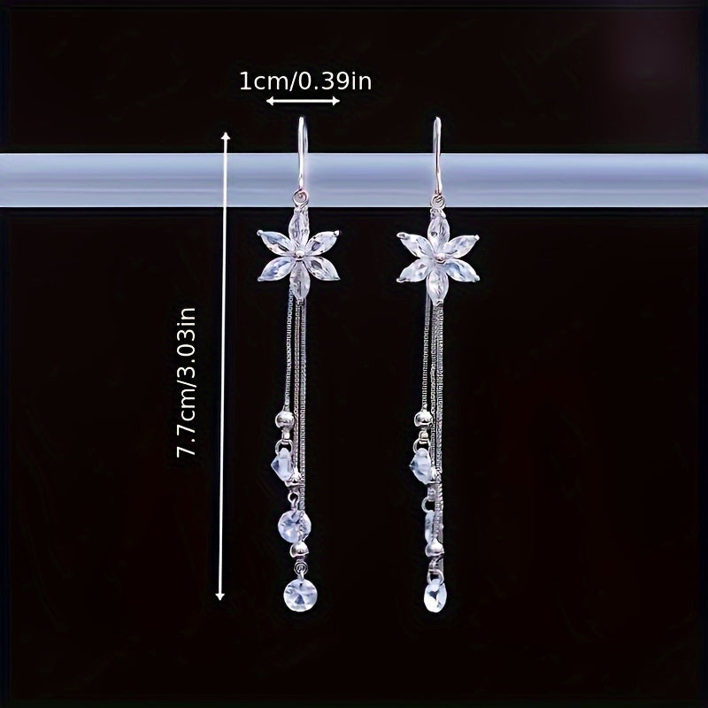 Faten2 Silver Long Tassel Earrings