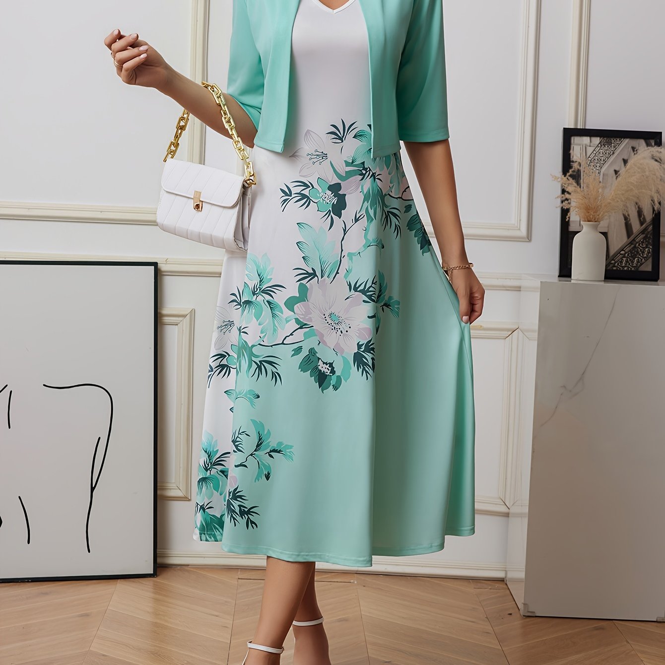 Ligeia Elegant Floral Print Dress