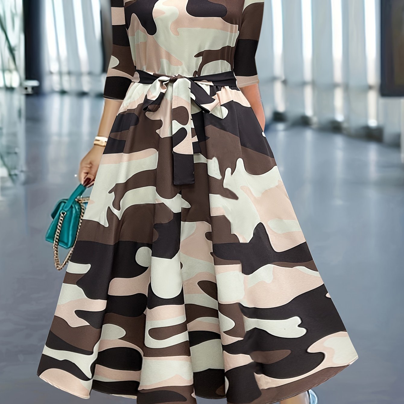 Artemis Crew Neck Belted Dress