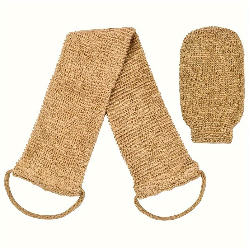 Natural Sisal Exfoliating Back Scrubber and Bath Glove Set