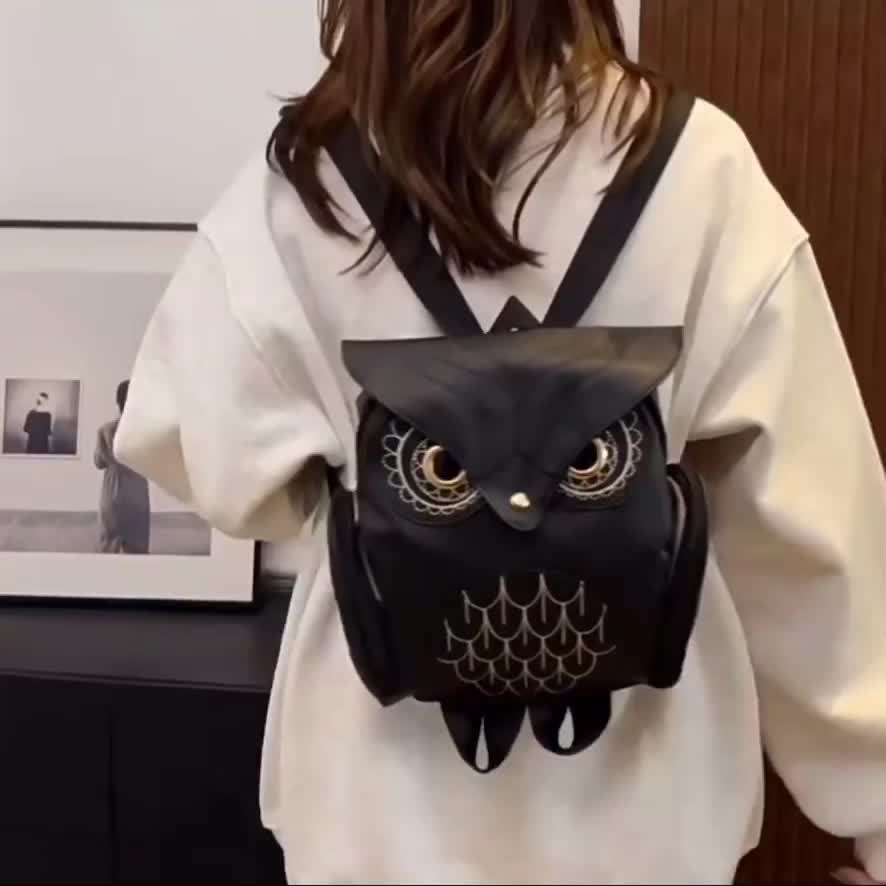 Black Owl-Shaped Backpack