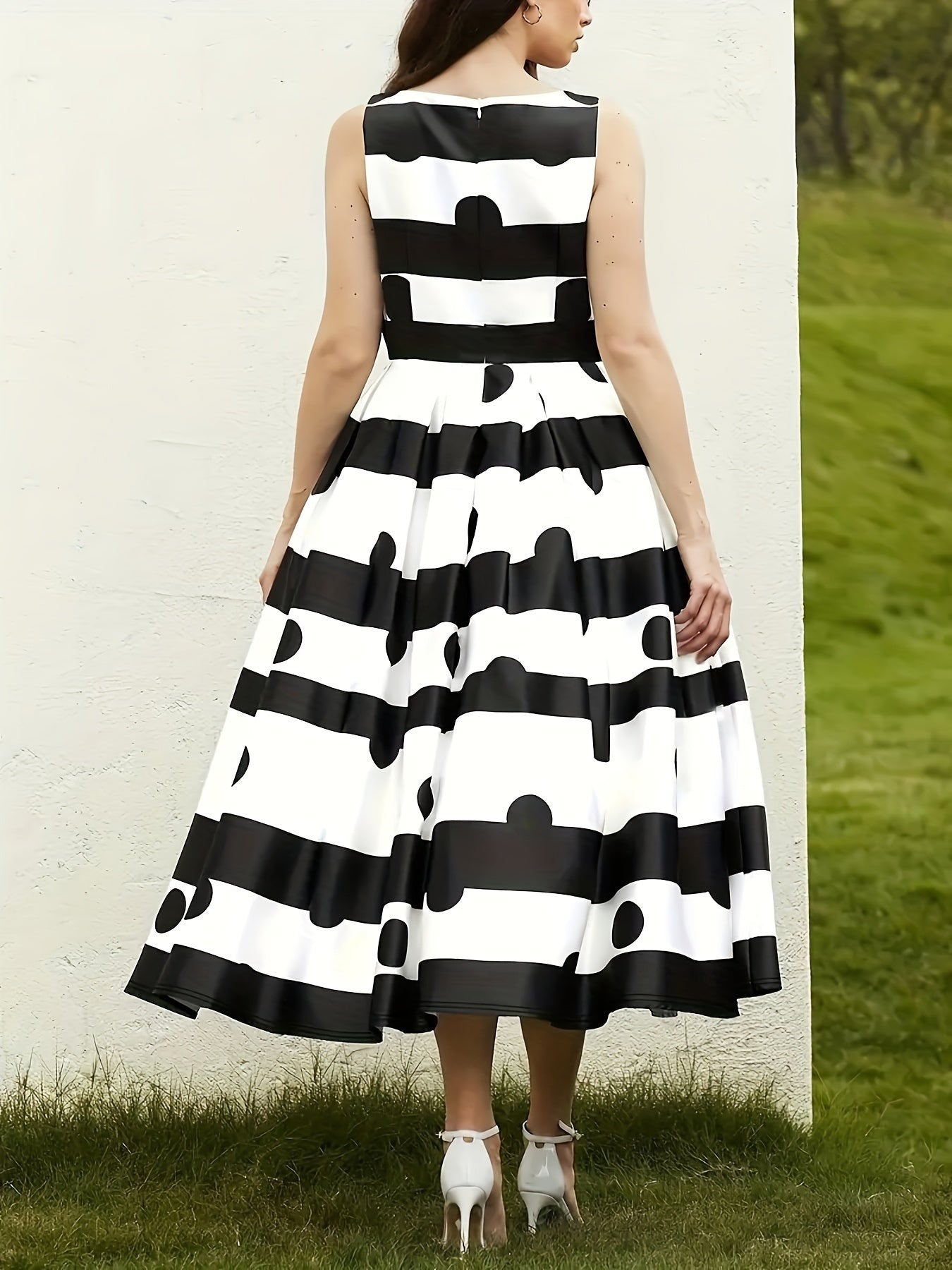 Dijona Polka Dot Striped Tank Dress