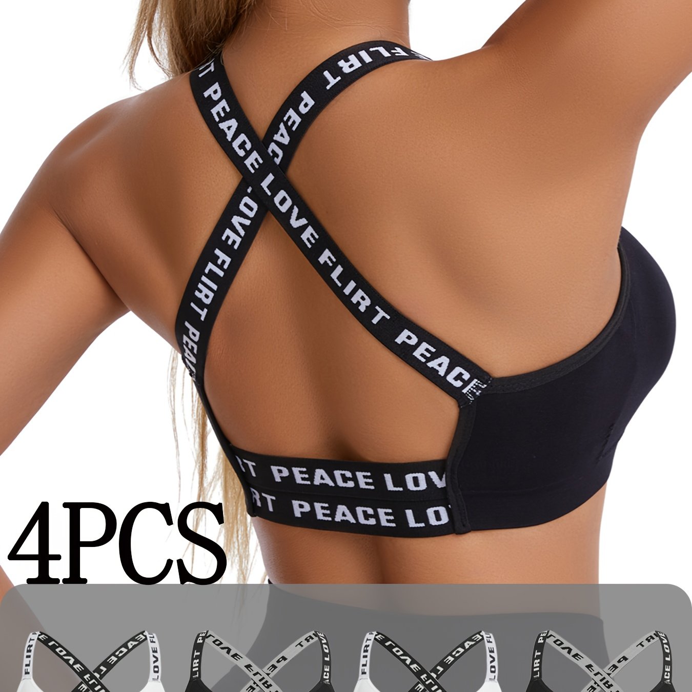 Chichy2 Set of 4 Lettered Sports Bras