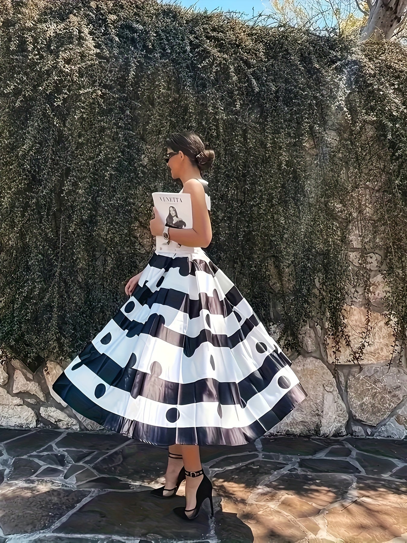 Dijona Polka Dot Striped Tank Dress
