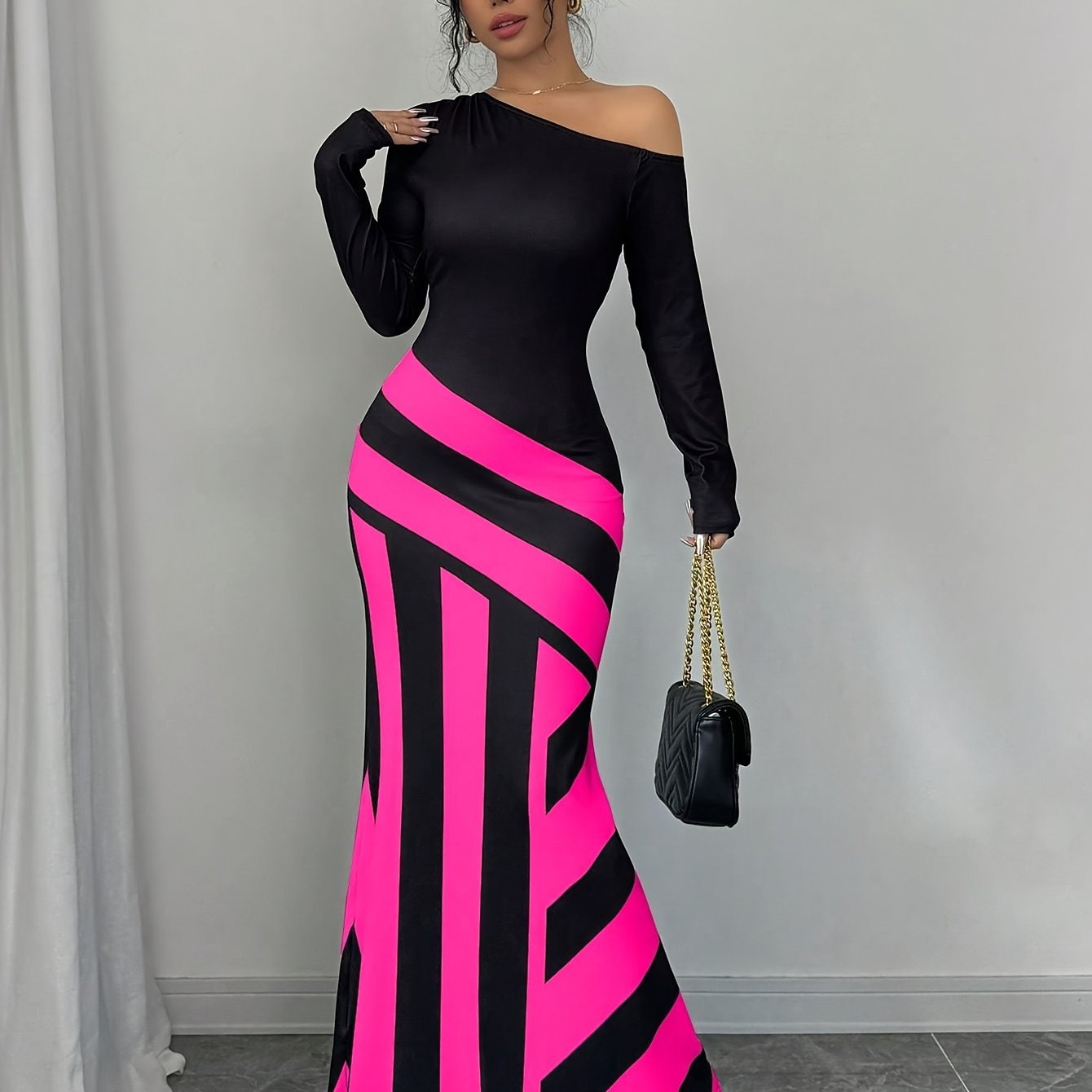 Gaia Off-Shoulder Striped Maxi Dress