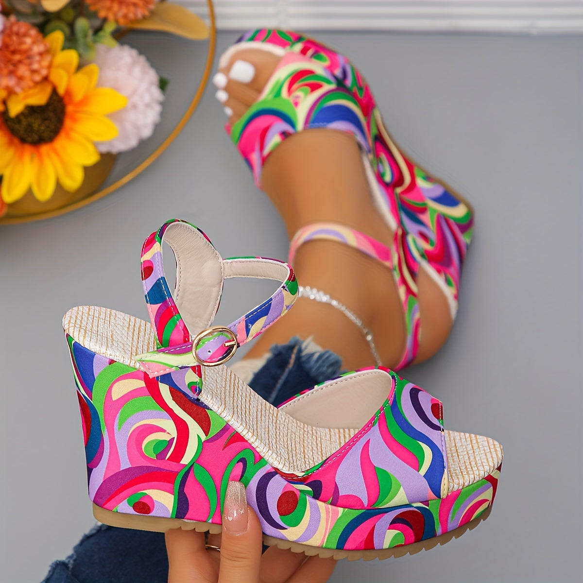 Lili2 Colorful Wedge Sandals