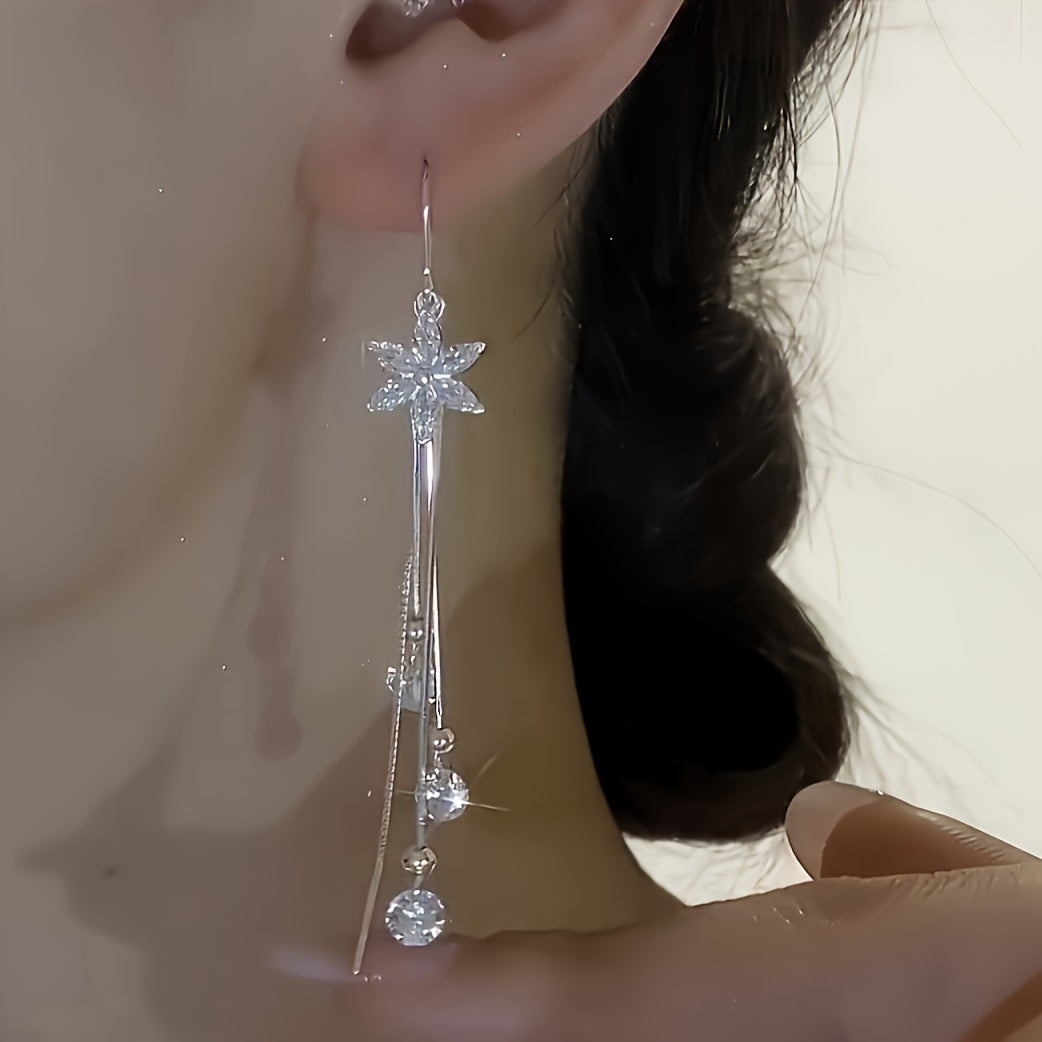 Faten2 Silver Long Tassel Earrings