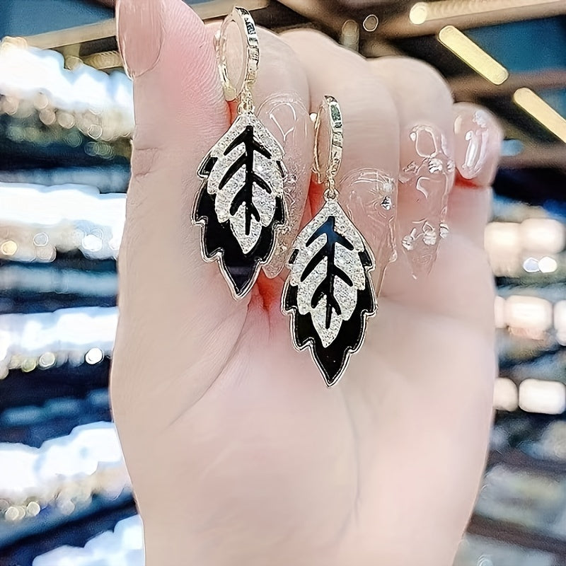 Hannah Black Leaf Earrings