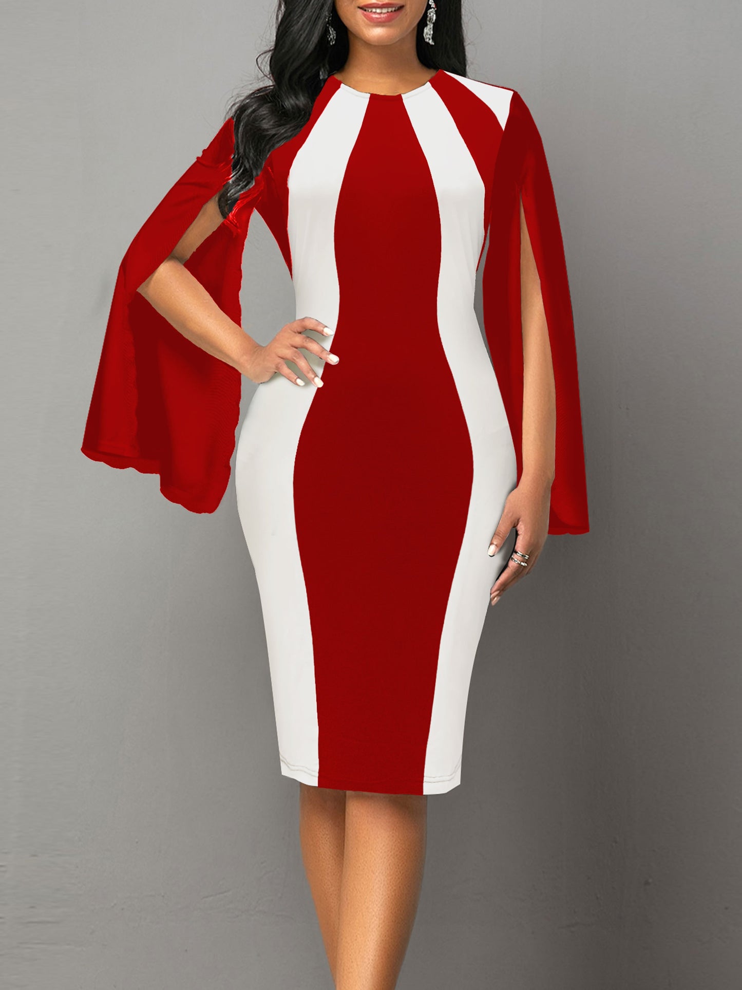 Kyriaki Bodycon Dress with Split Cuffs