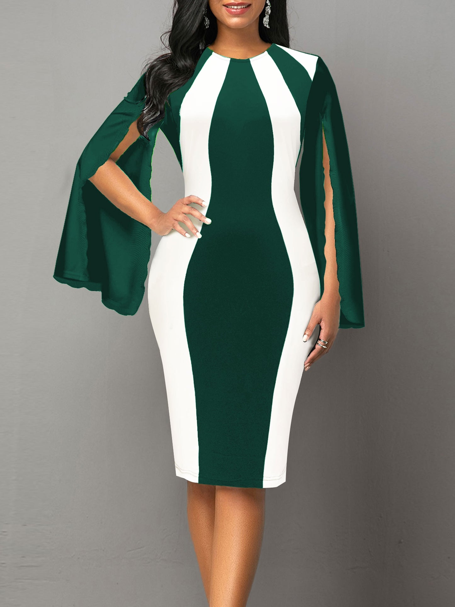 Kyriaki Bodycon Dress with Split Cuffs