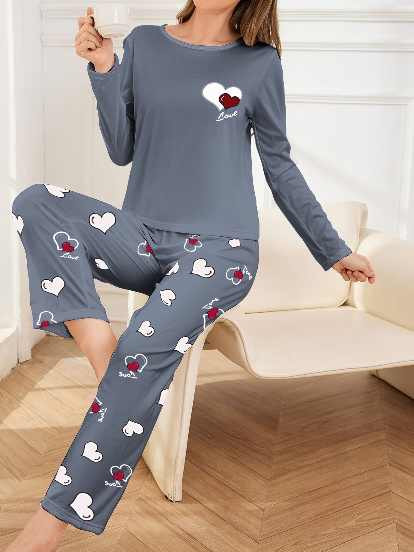 Juliette Warm Heart Print Pajama Set