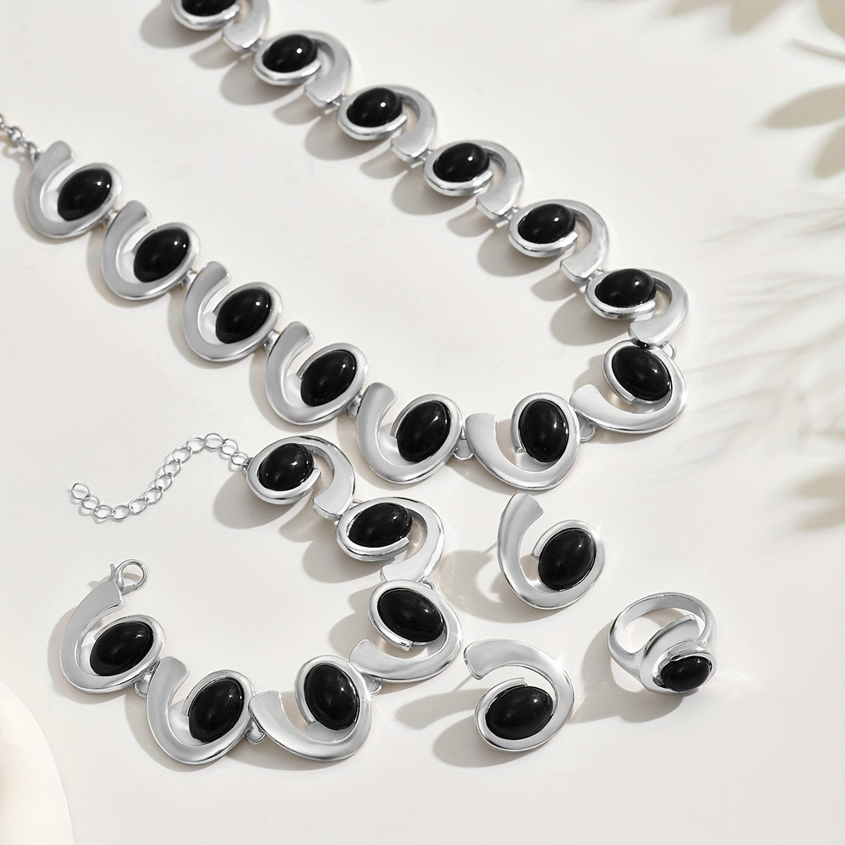 Jomana Necklace Earrings Bracelet Ring Set