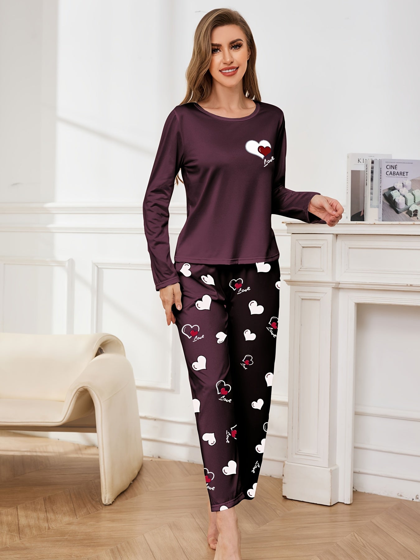 Juliette Warm Heart Print Pajama Set