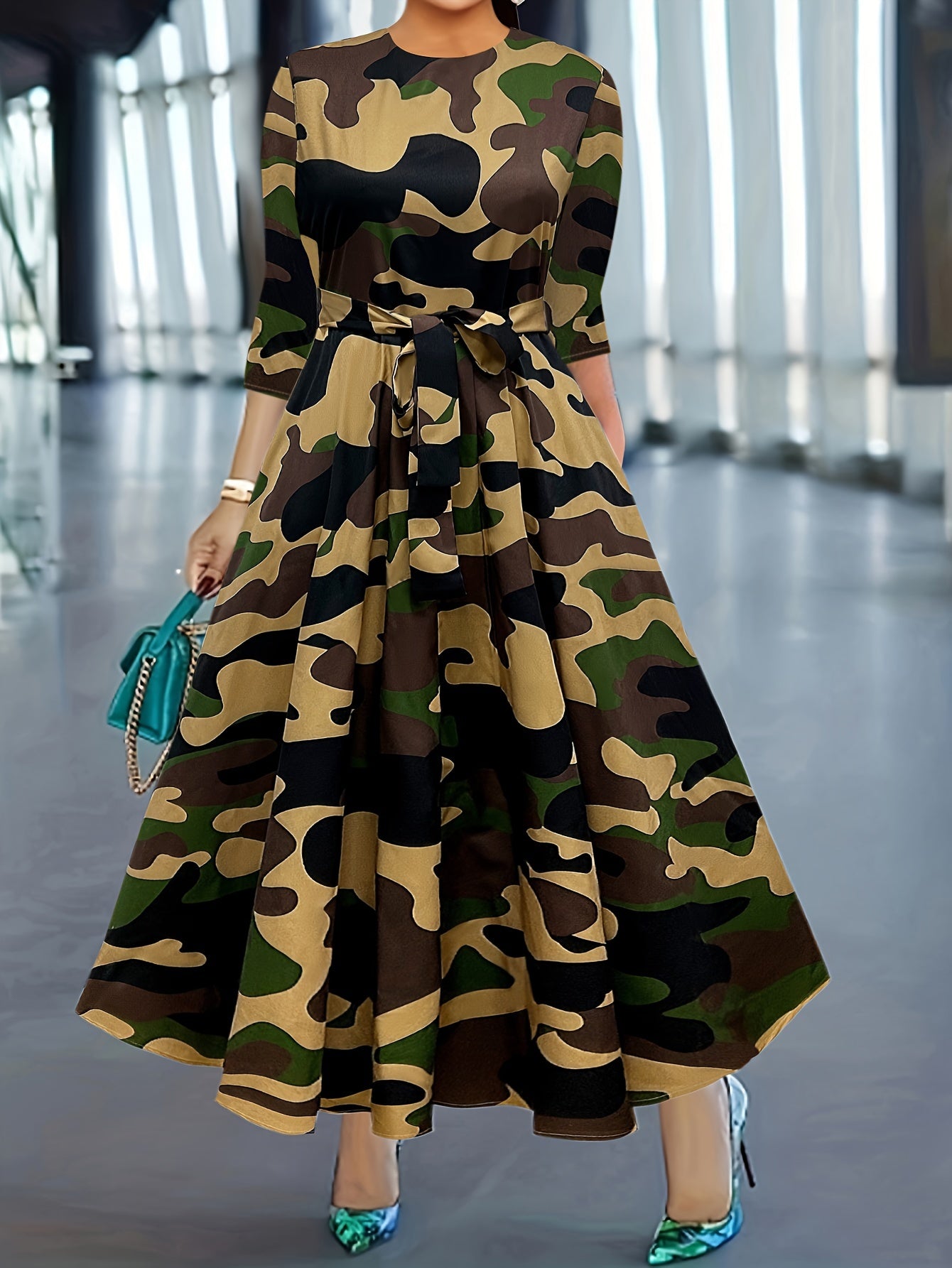 Artemis Crew Neck Belted Dress