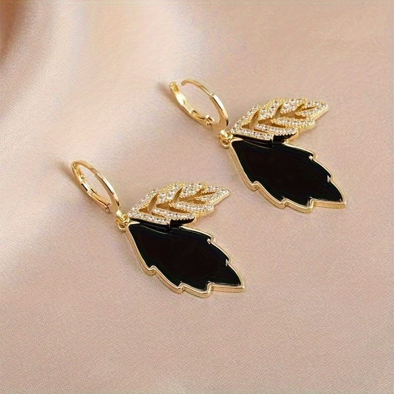 Hannah Black Leaf Earrings