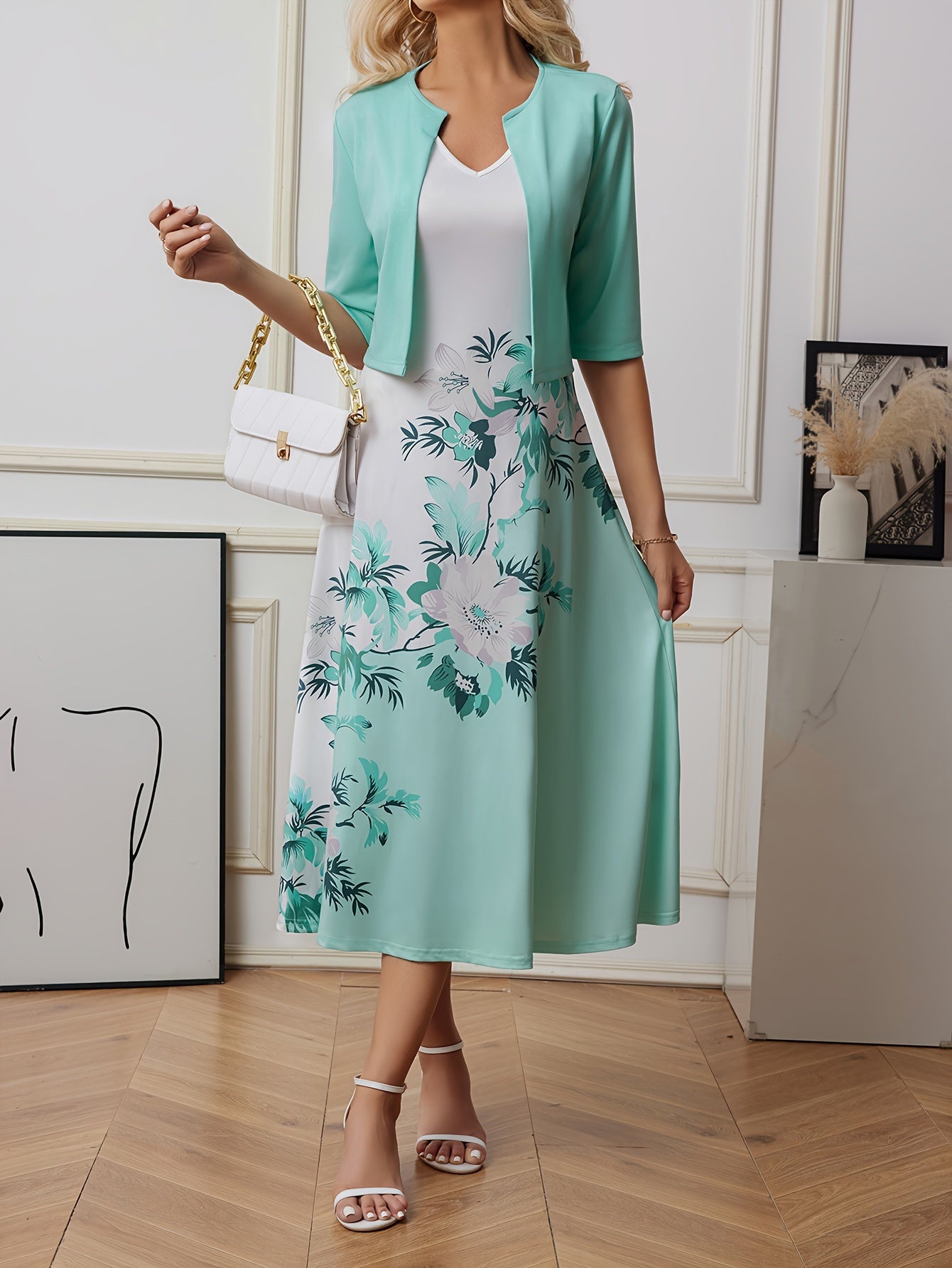 Ligeia Elegant Floral Print Dress