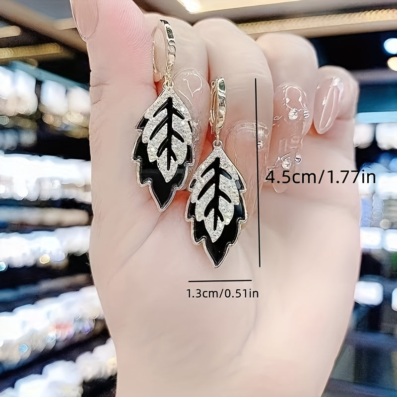 Hannah Black Leaf Earrings