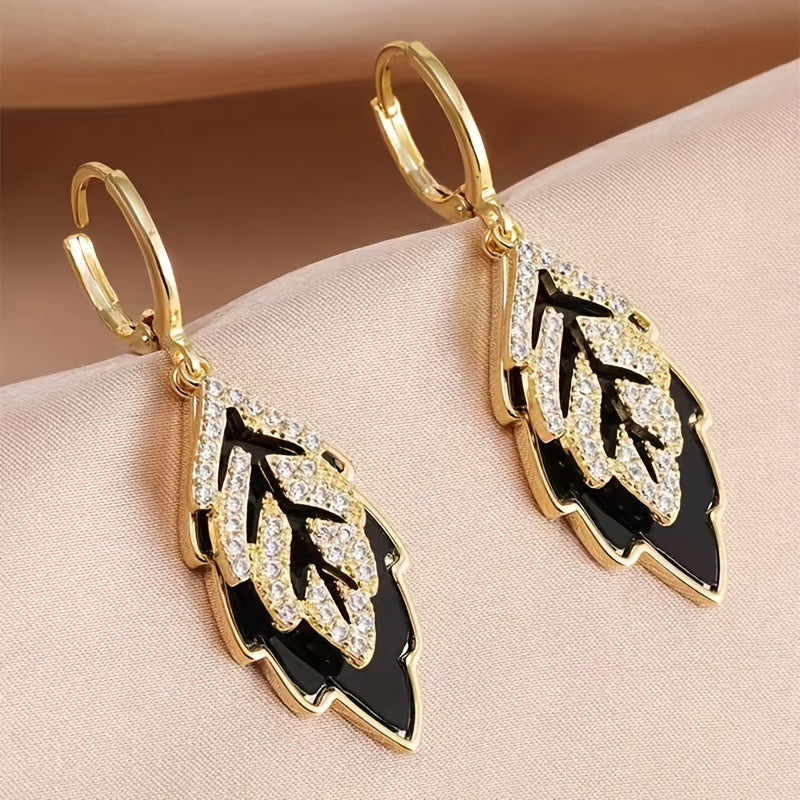 Hannah Black Leaf Earrings