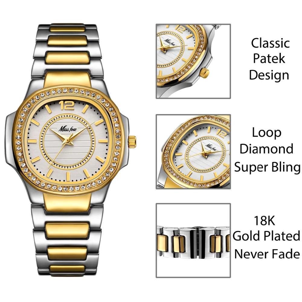 Jehan2 Diamond Quartz Gold Wrist Watch
