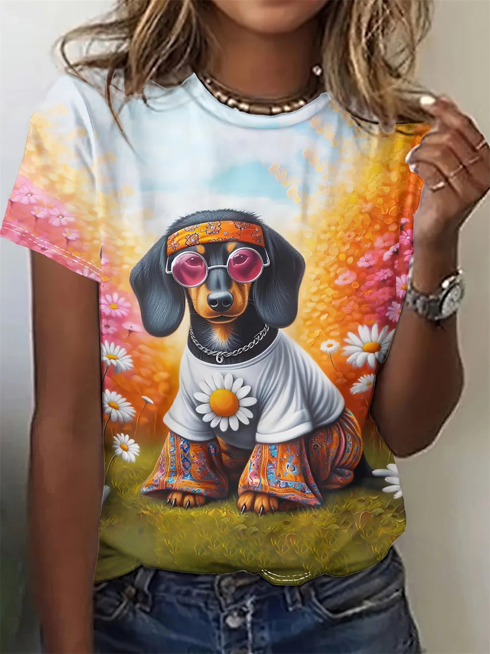 Cute Cat Dog Women's T-Shirts