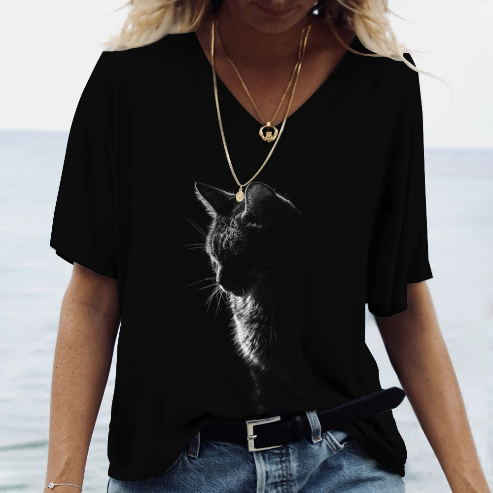 Cartoon Cat Women's T-shirts