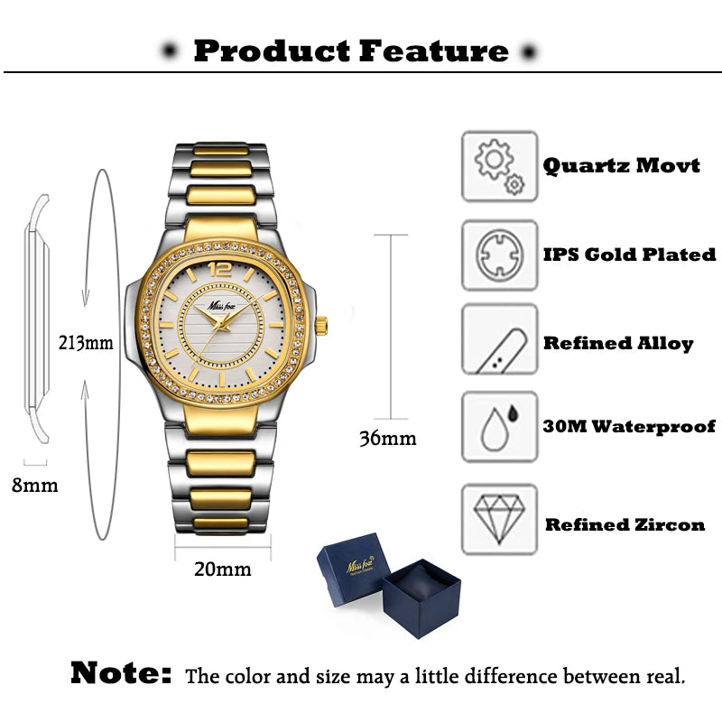 Jehan2 Diamond Quartz Gold Wrist Watch