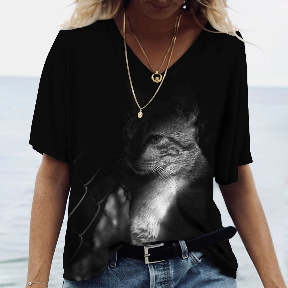 Cartoon Cat Women's T-shirts