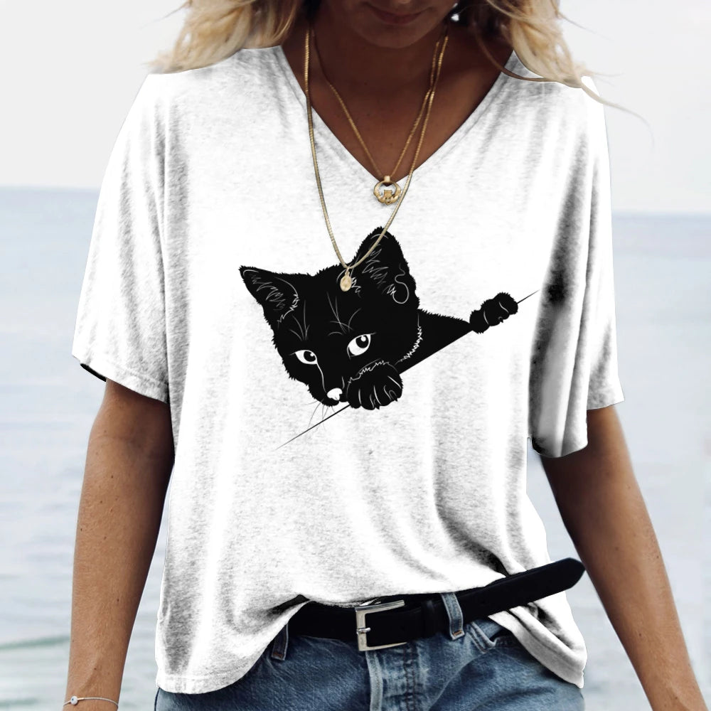 Cartoon Cat Women's T-shirts