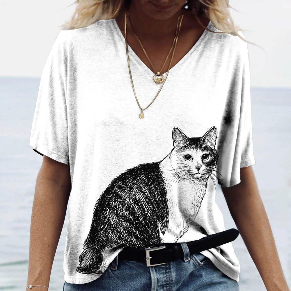 Cartoon Cat Women's T-shirts