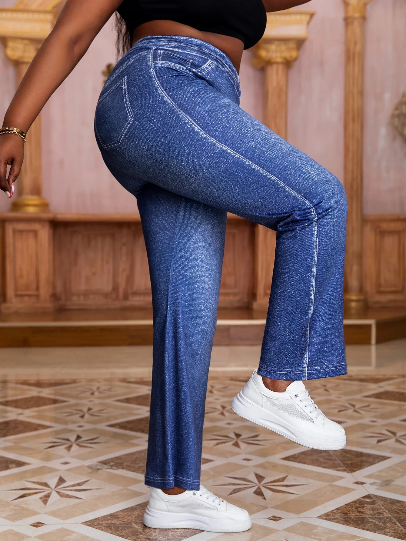 Linda Mid-Rise Knit Wide Leg Pants
