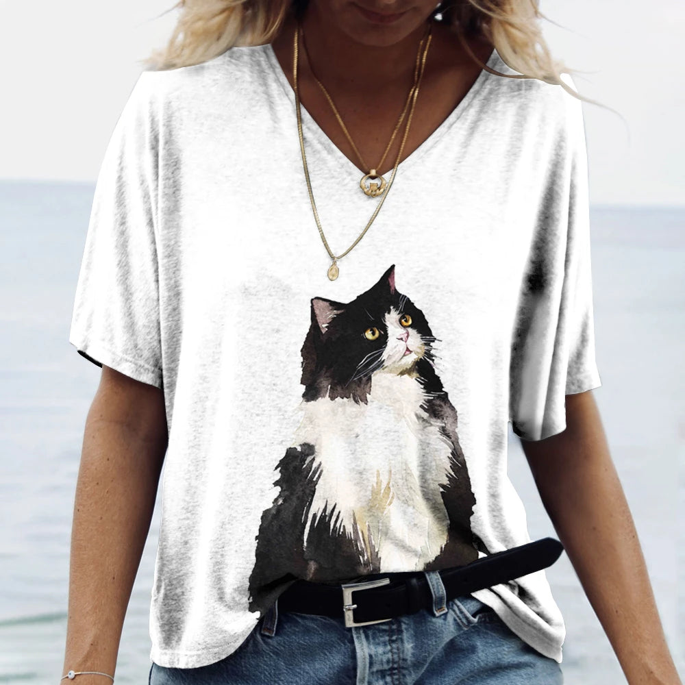Cartoon Cat Women's T-shirts