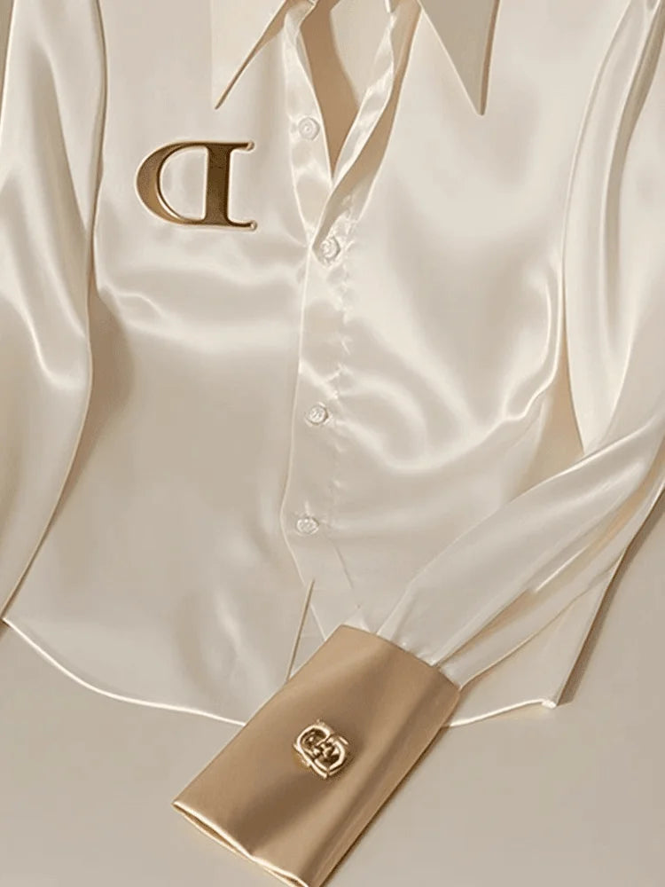 French White Satin Shirt