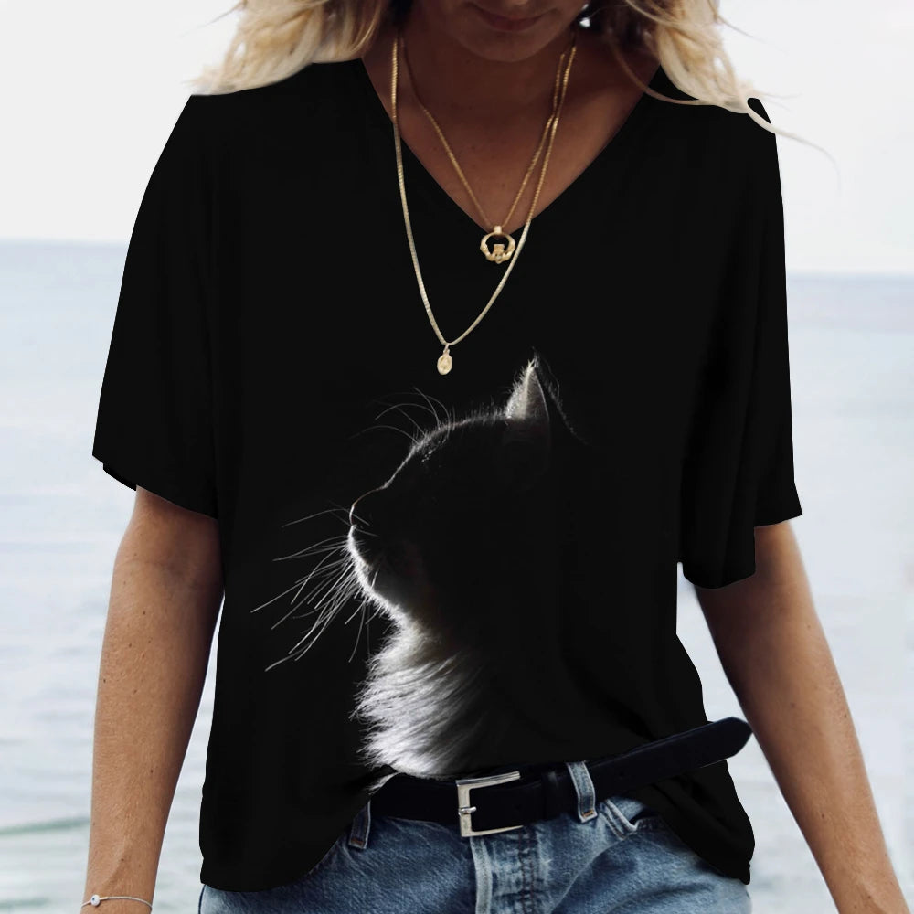 Cartoon Cat Women's T-shirts