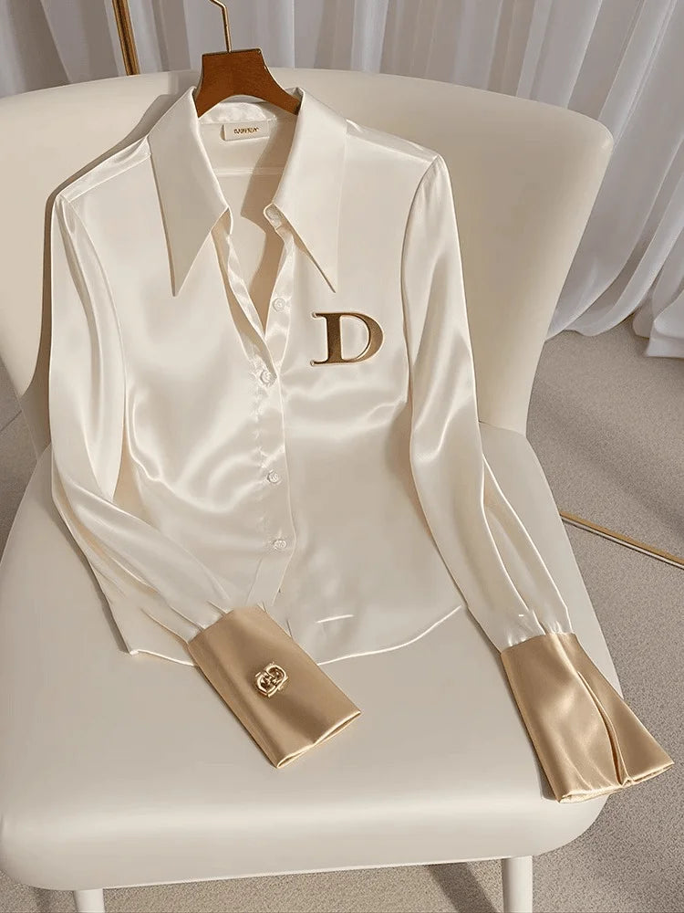 French White Satin Shirt