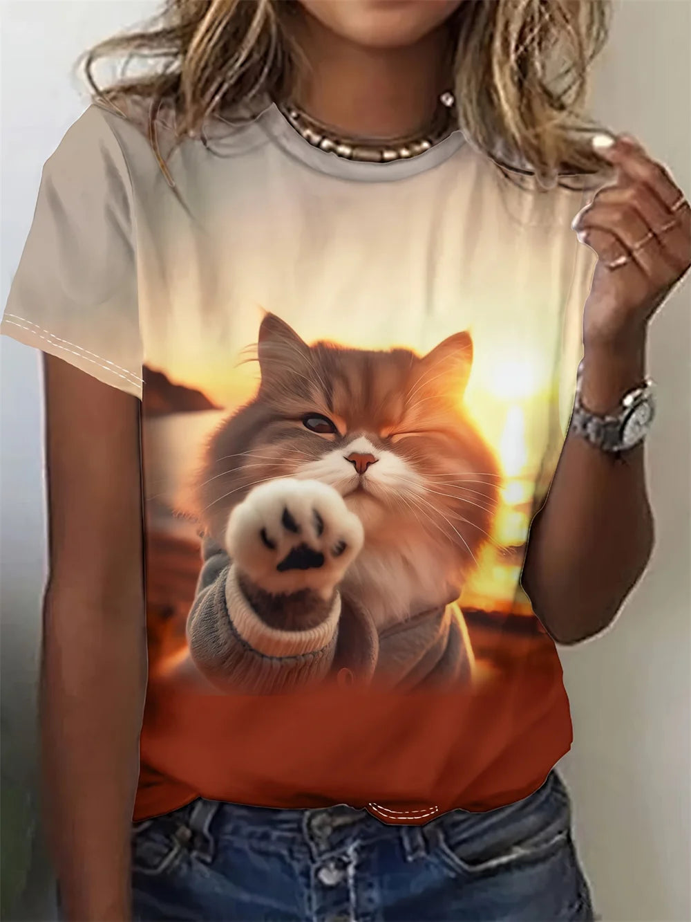 Cute Cat Dog Women's T-Shirts