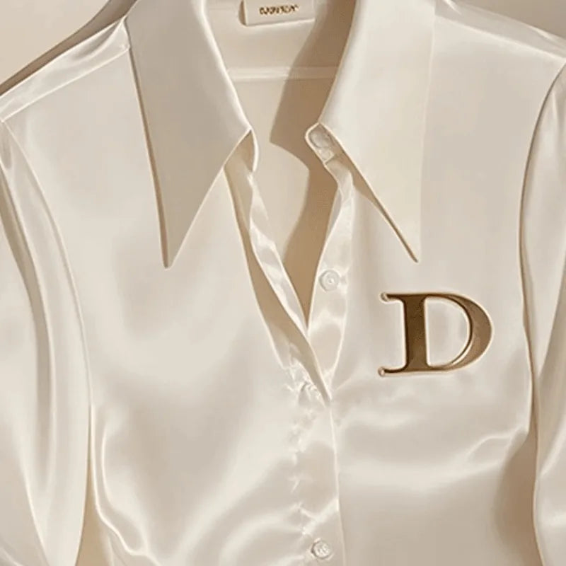 French White Satin Shirt