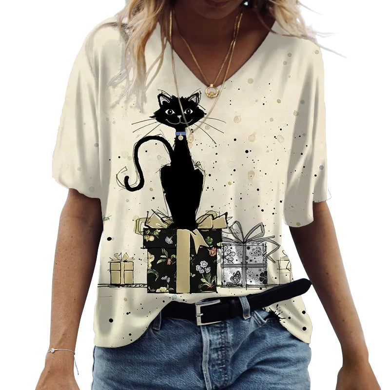 Cartoon Cat Women's T-shirts