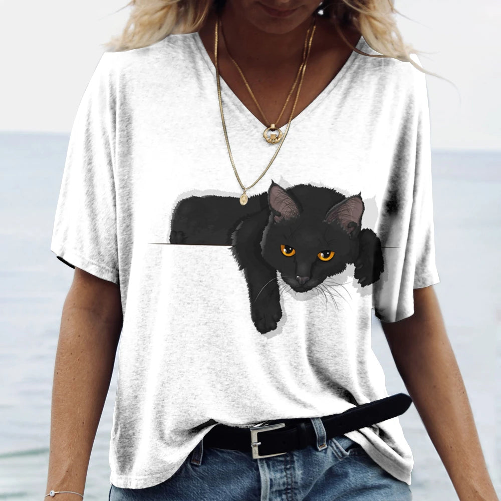 Cartoon Cat Women's T-shirts